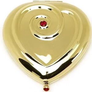 Estee Lauder “Heart of Hearts” Gold Heart Shaped Compact with Red Crystal - 1996